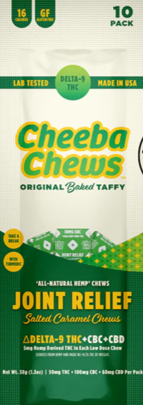 Cheeba Chews Original Baked Taffy - Joint Relief - Salted Caramels - 50MG Delta-9 THC/100MG CBC/60MG CBD