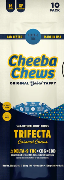 Cheeba Chews Original Baked Taffy - Trifecta - Caramel Chews - 50MG Delta-9 THC/50MG CBG/50MG CBD