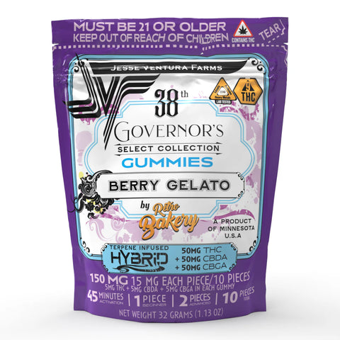Jesse Ventura Farms 38th Governor's Collection Gummies - Berry Gelato (Hybrid) - 50MG THC/50MG CBGA/50MG CBDA