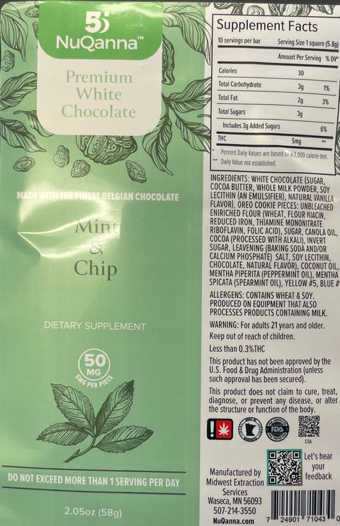 NuQanna Premium Chocolate Bars - 50MG D9 THC