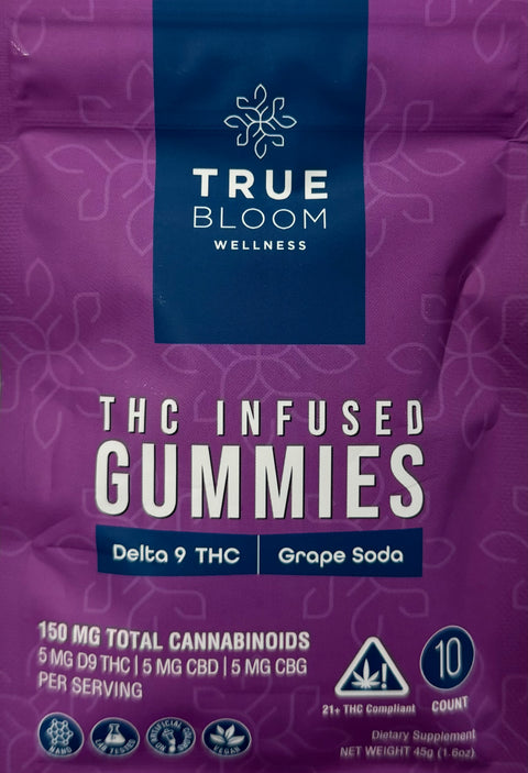 True Bloom Gummies - 50MG D9 THC/50MG CBD/50MG CBG