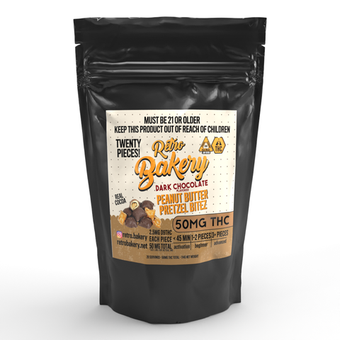 Retro Bakery Dark Chocolate Peanut Butter Pretzel Bites - 20 Pack - 50MG Delta-9 THC