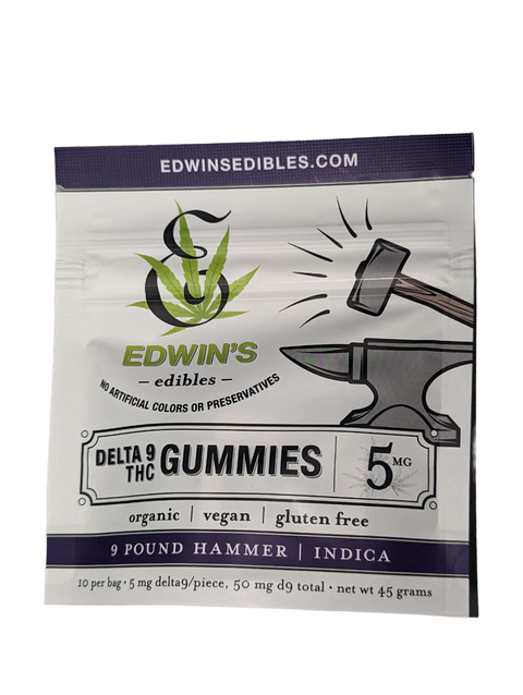 Edwin’s Edibles Gummy - 9 Pound Hammer Indica - 10 Pack - 50MG Delta-9 THC