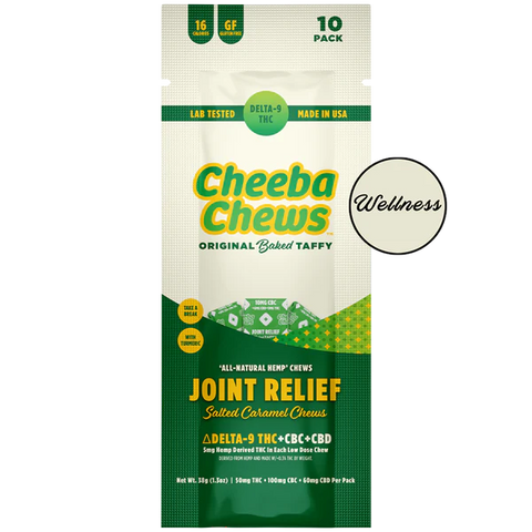 Cheeba Chews Original Baked Taffy - Joint Relief - Salted Caramels - 50MG Delta-9 THC/100MG CBC/60MG CBD