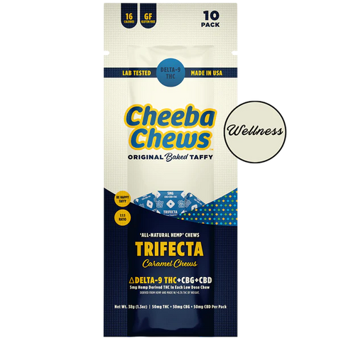 Cheeba Chews Original Baked Taffy - Trifecta - Caramel Chews - 50MG Delta-9 THC/50MG CBG/50MG CBD