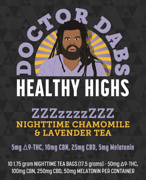 Doctor Dabs Tea - Nighttime Chamomile & Lavender - 10 Tea Bags - 50MG Delta-9 THC 10MG CBN 250MG CBD