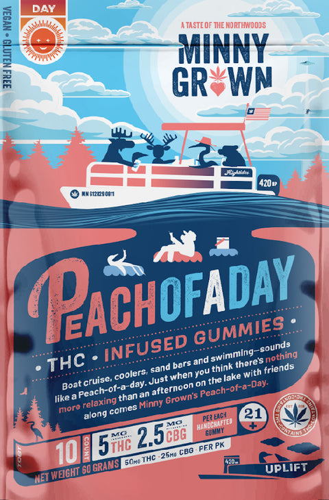 Minny Grown Gummy - Peach of a Day - 50MG THC/25CBG