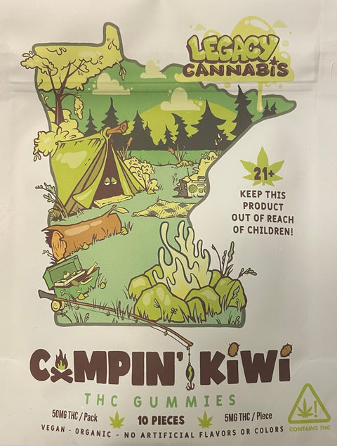 Legacy Cannabis Gummy - Campin' Kiwi  - 10 Pack - 50MG Delta-9 THC