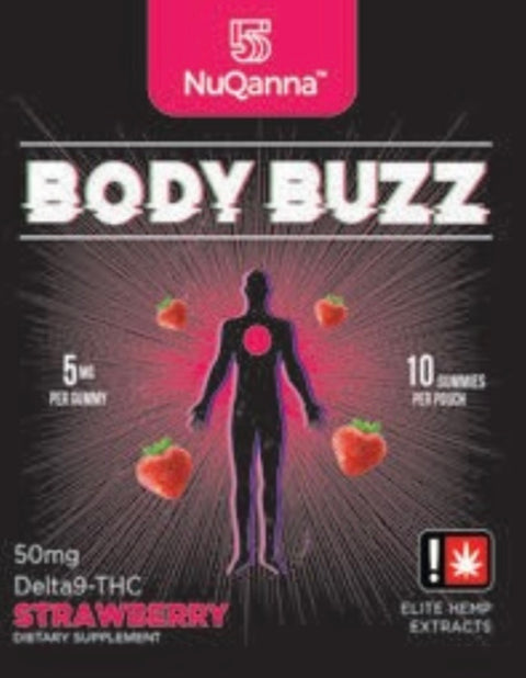 NuQanna Body Buzz Gummy - Strawberry - 10 Pack - 50MG THC