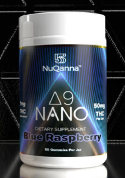 NuQanna Nano Gummies - Blue Raspberry - 50 Pack - 50MG THC