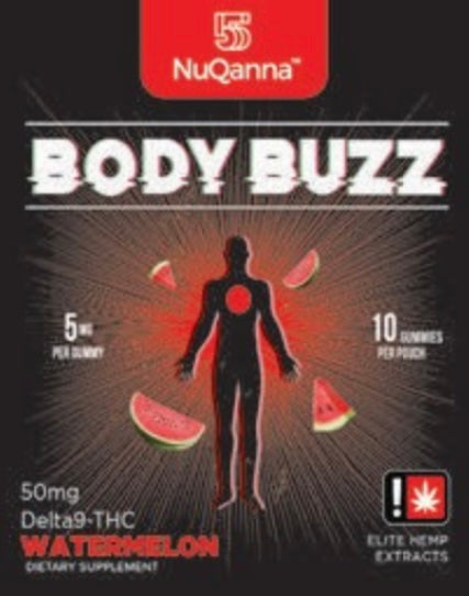 NuQanna Body Buzz Gummy - Watermelon - 10 Pack - 50MG THC