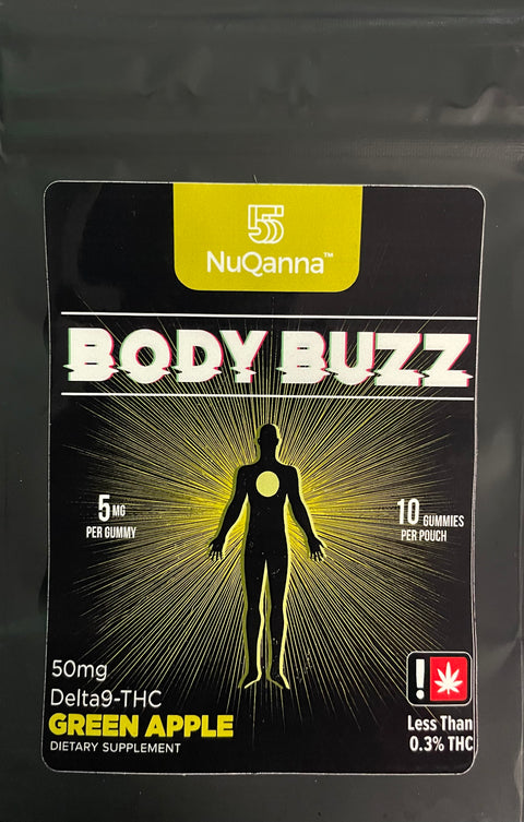 NuQanna Body Buzz Gummy - Green Apple - 10 Pack - 50MG THC