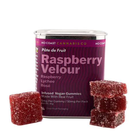 No Coast Pâte De Fruit Gummy - Raspberry Velour - 10 Pack - 50MG Delta-9 THC
