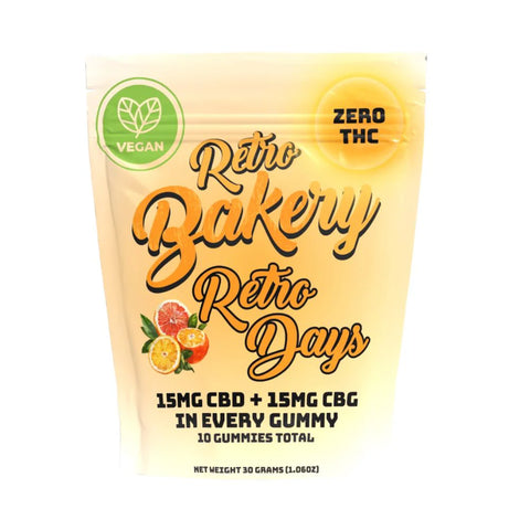 Retro Bakery Zero THC Gummies - Retro Days - 150MG CBD/150MG CBG