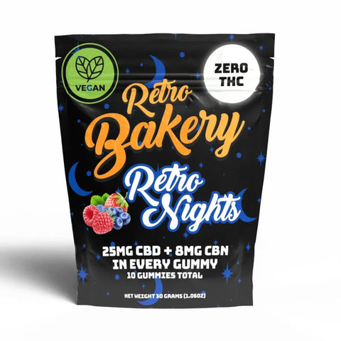 Retro Bakery Zero THC Gummies - Retro Nights - 250MG CBD/80MG CBN