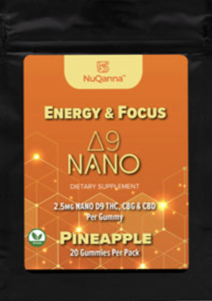 NuQanna Energy & Focus Nano Gummy - Pineapple - 20 Pack - 50MG THC 50MG CBD 50MG CBG