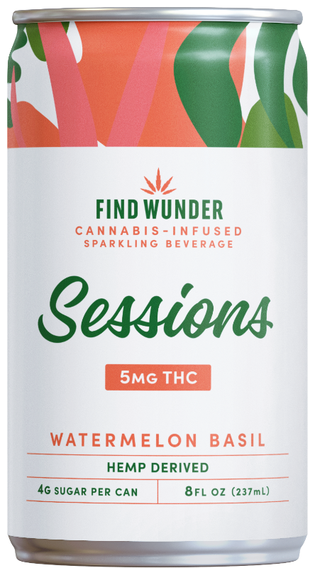 Find Wunder - Sessions Sparkling Beverage - Watermelon Basil - 5MG Delta-9 THC