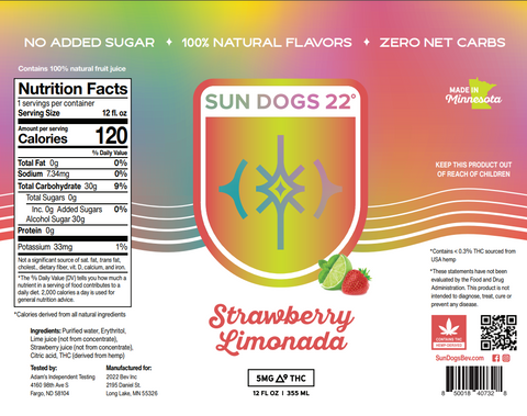 Sun Dogs Strawberry Limonada - 5MG Delta-9 THC