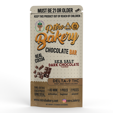 Retro Bakery Chocolate Bar - Sea Salt Dark Chocolate - 10 Pieces - 50MG Delta-9 THC